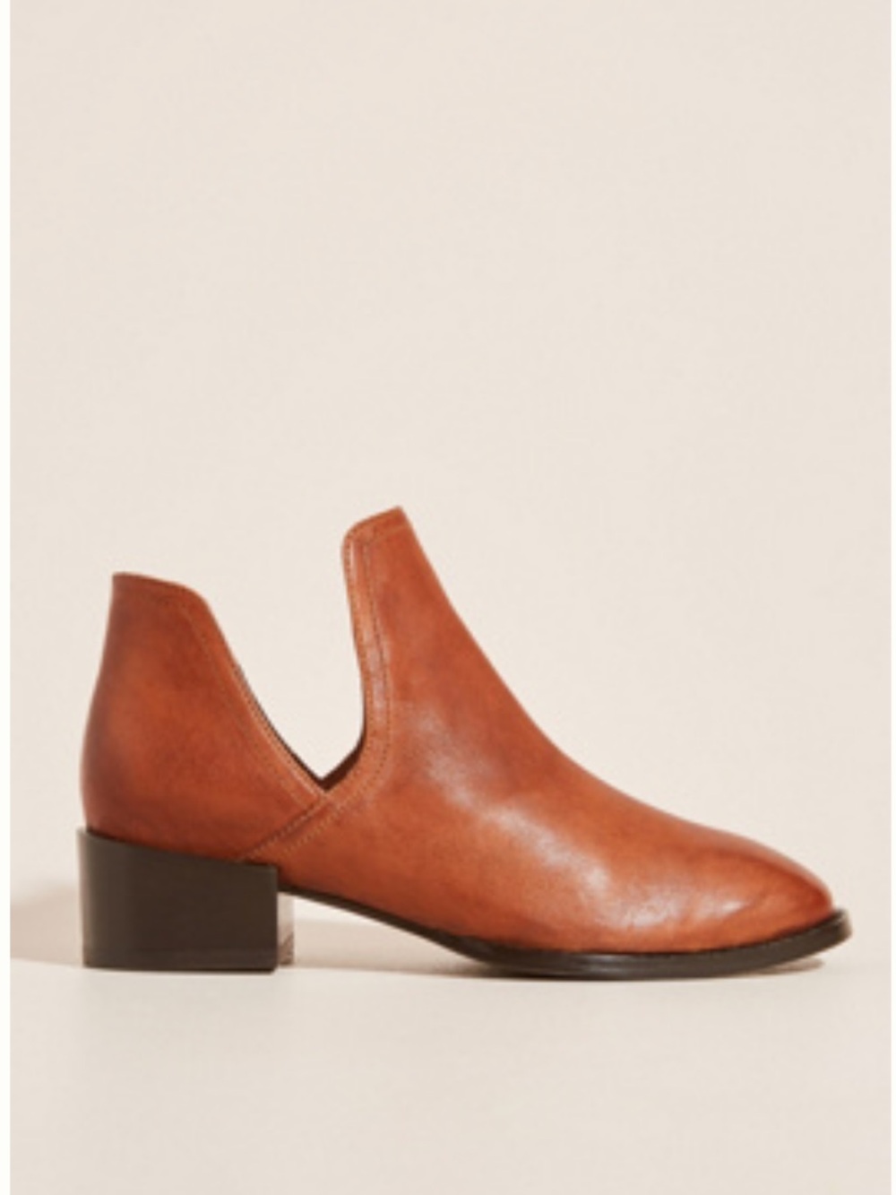 Seychelles V-Cut Leather Ankle Boot in Cognac Brown